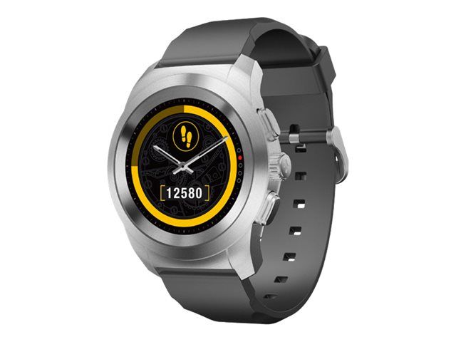 MyKronoz ZeTime Original Smartwatch - 39mm Silver Brush - Silicone Strap - Black - 1.05" Display - Bluetooth - 80g