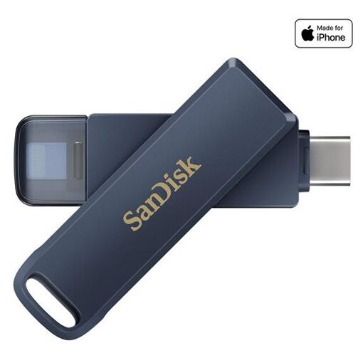 SanDisk Phone Drive - 64GB USB Flash Drive - USB-C/Lightning - Metallic Blue Sky