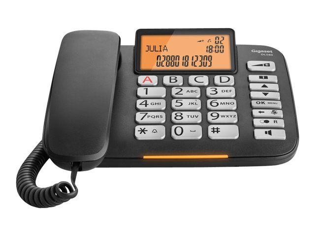 Gigaset DL580 - Wired Landline Phone with Caller ID - Black