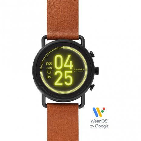 Skagen Falster 42mm Smartwatch, Black/Brown