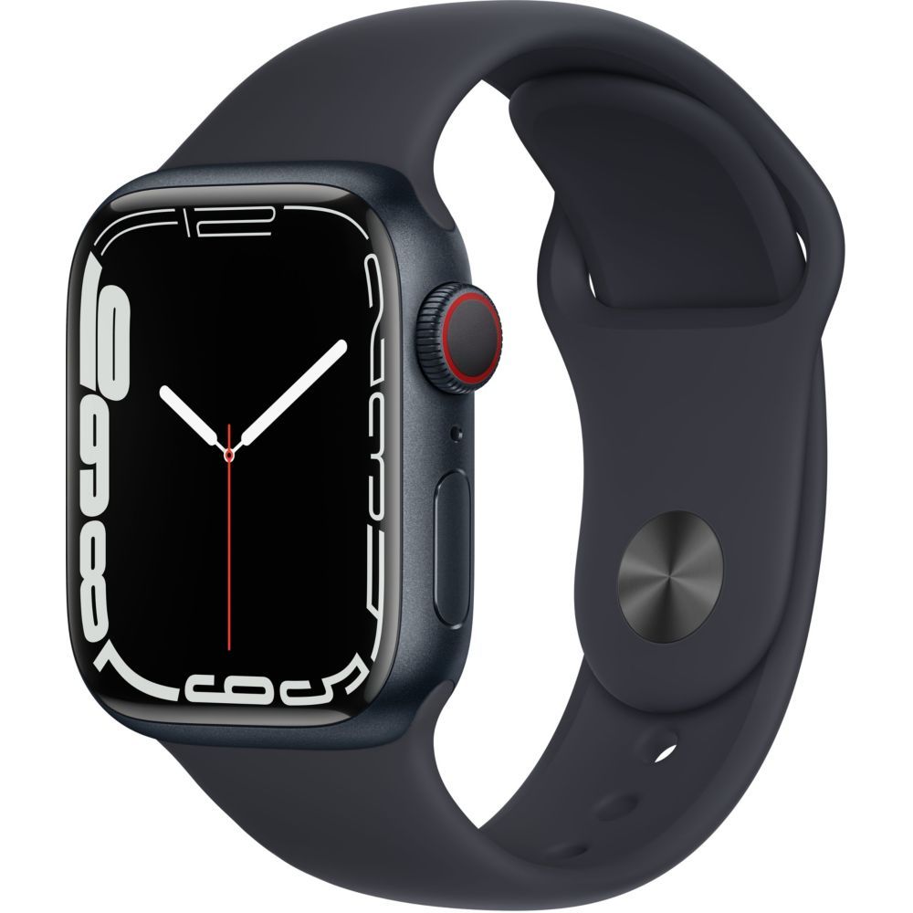 Apple Watch Series 7 (GPS + Cellular) - 41mm Aluminium Case Midnight Black with Sport Band Midnight Black