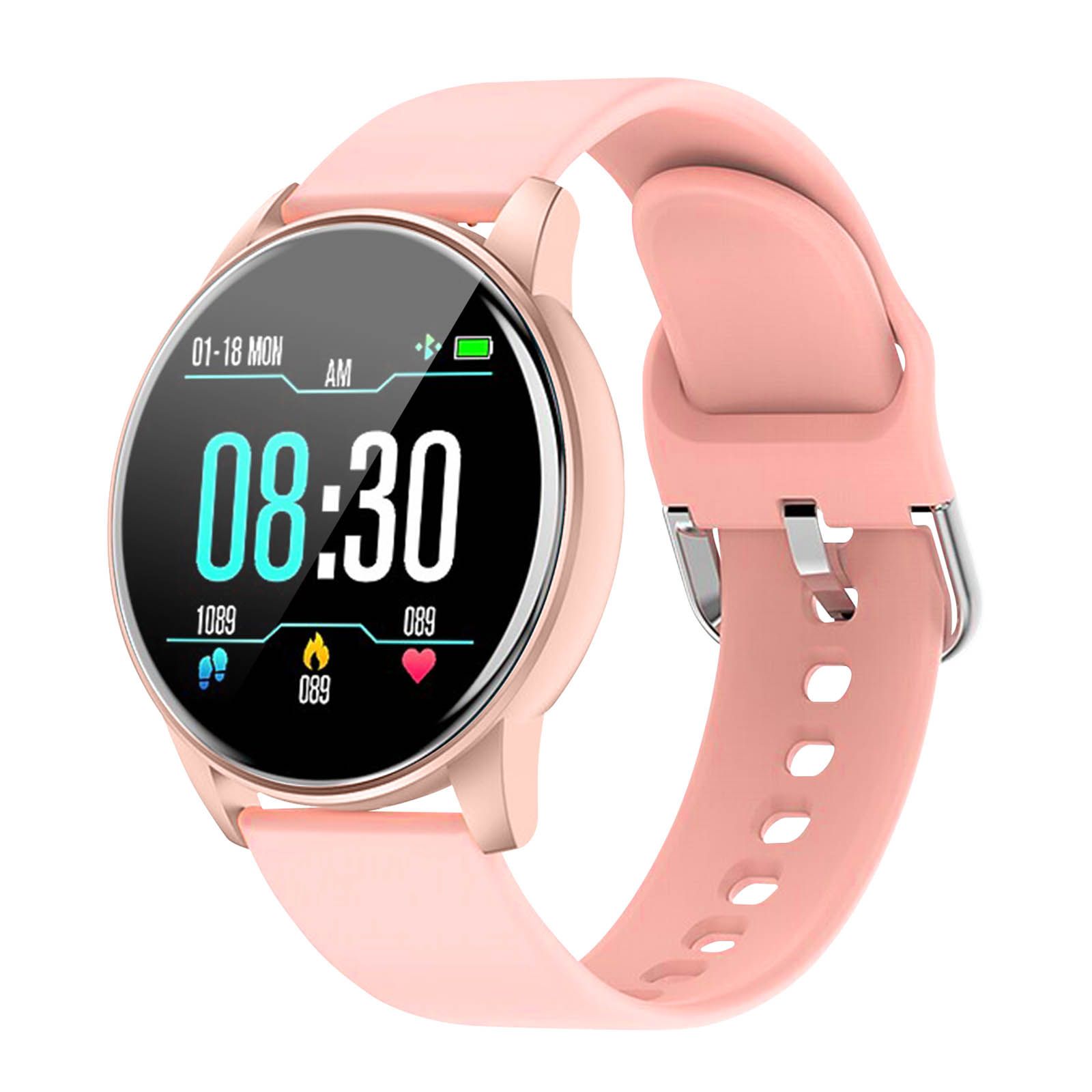 North Edge Round Touch Screen Smartwatch with Silicone Strap in Pink