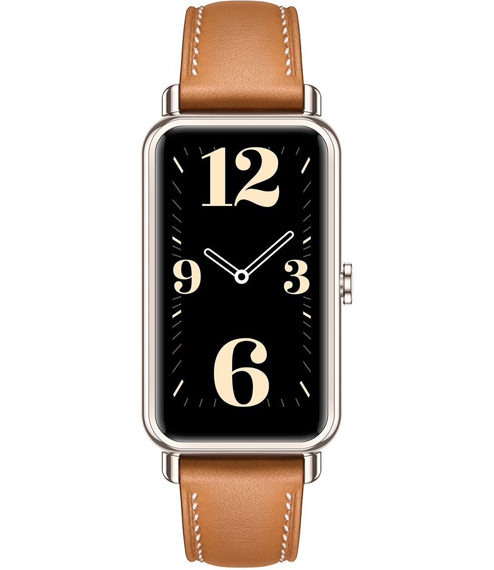 Huawei Watch Fit Mini - Gold - Smartwatch with Leather Strap - Mocha Brown - Wrist Size: 130-200mm - 1.47" Display - Bluetooth - 20g