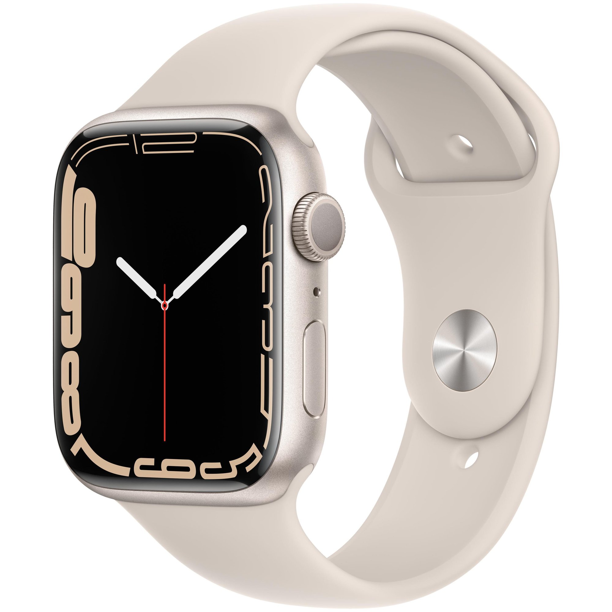 Apple Watch Series 7 (GPS) - 45mm - Aluminum Case - Sport Band - Fluoroelastomer - Regular Size - 32GB - WiFi, Bluetooth