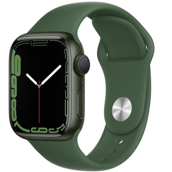 Apple Watch Series 7 (GPS) - 41mm - Green Aluminium - Sport Band - Fluoroelastomer - Standard Size - 32GB - Wi-Fi, Bluetooth