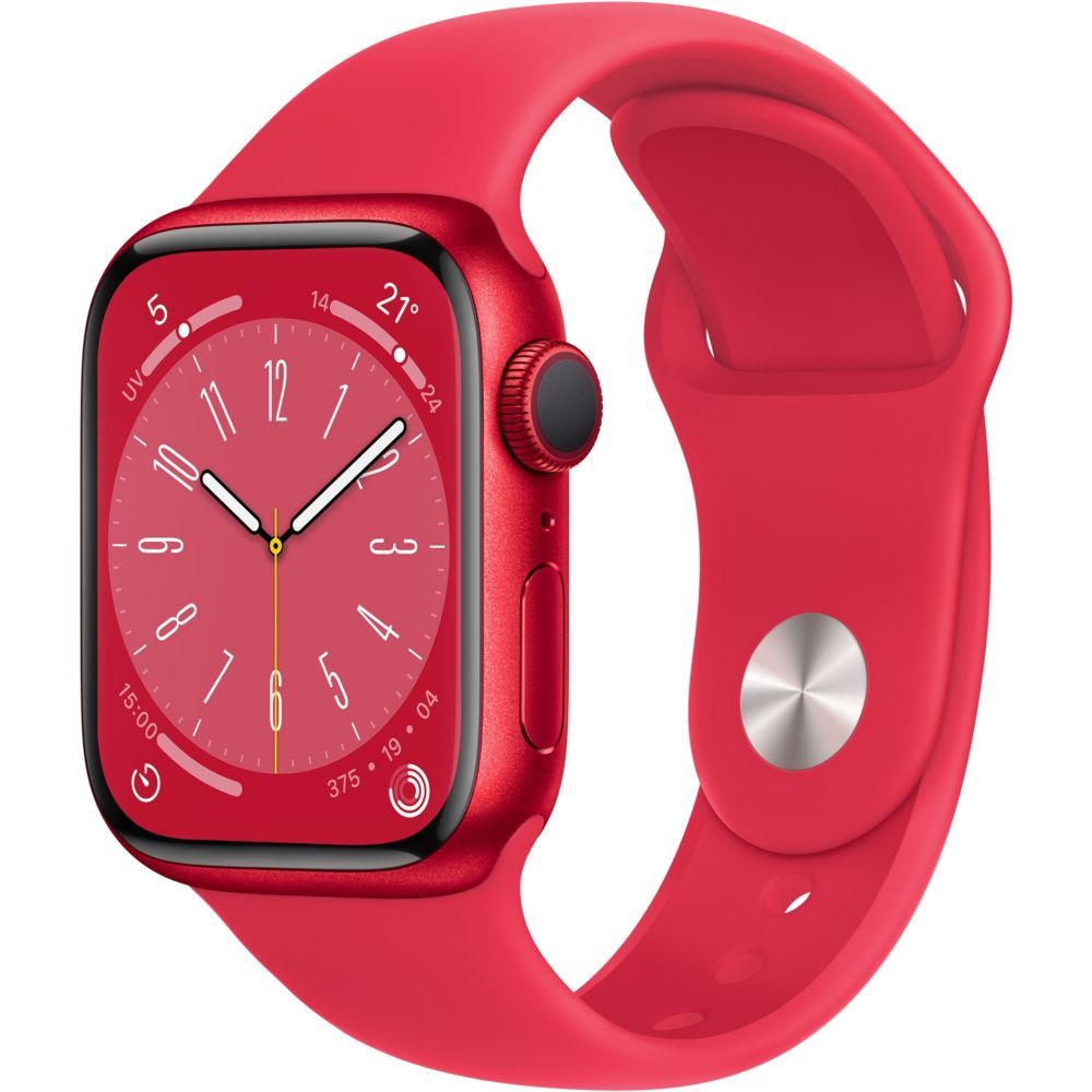 Apple Watch Series 8 (GPS) - Caja de 41 mm (Aluminio Rojo Producto) con Muñequera Deportiva Roja