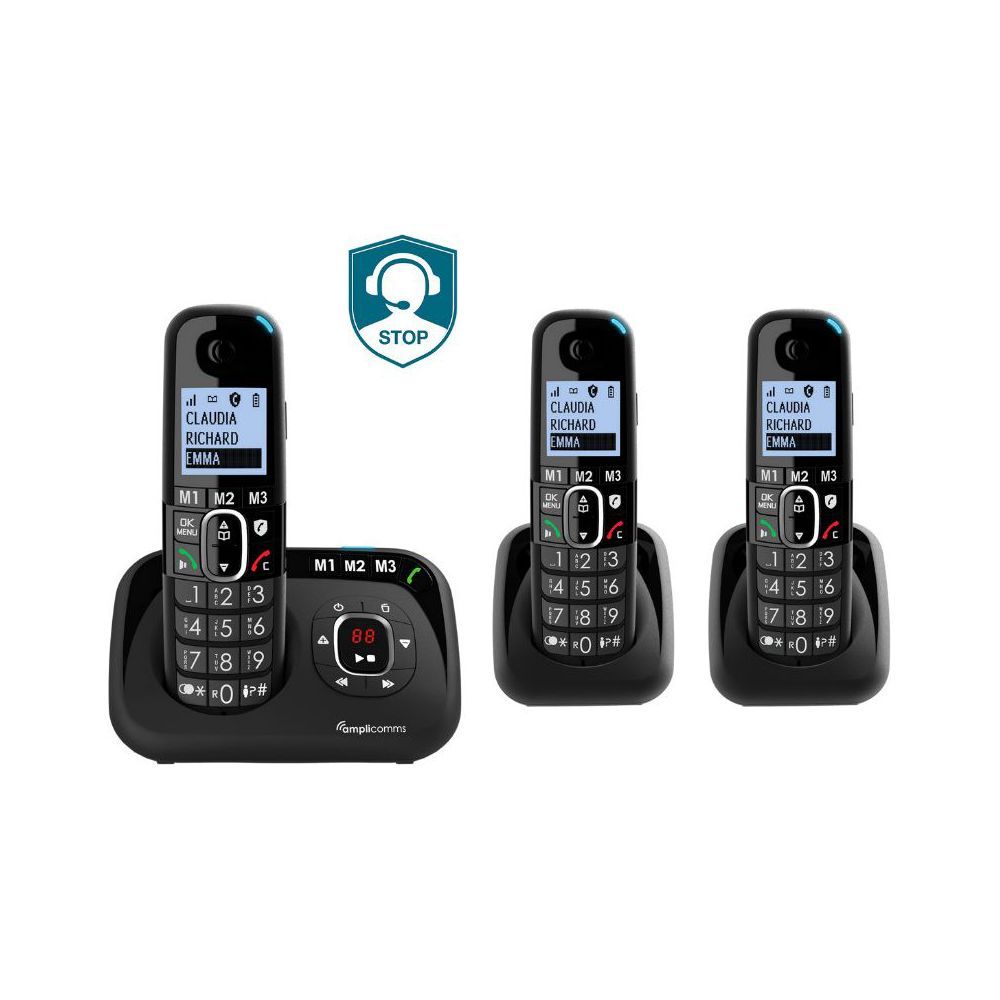 Teléfono fijo Amplicomms Trio para personas mayores