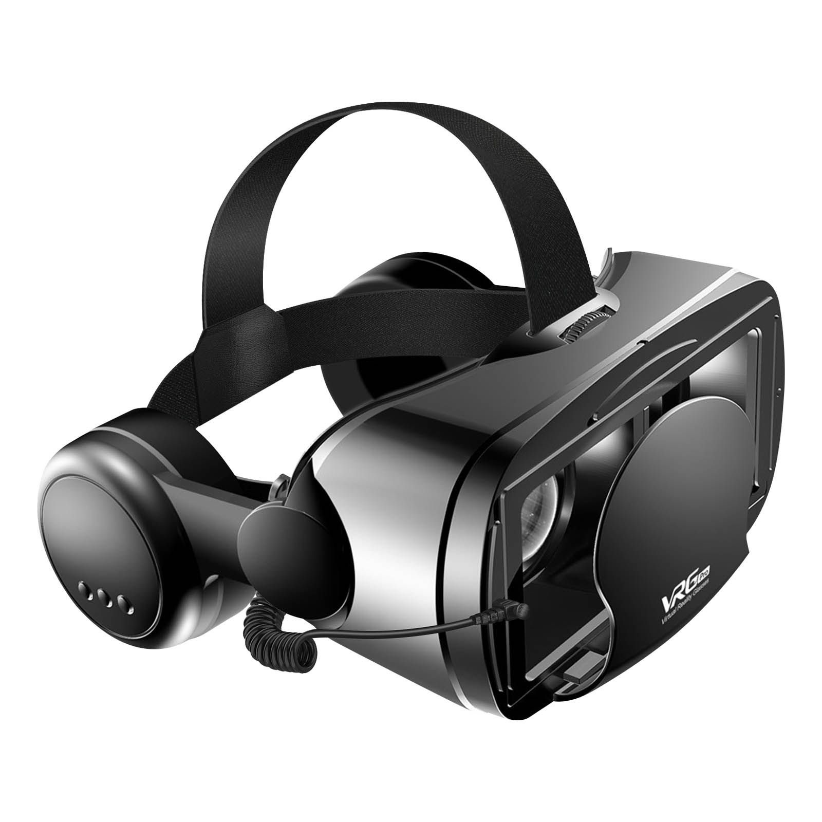 Casque de réalité virtuelle Avizar avec lentille 3D, filtre anti-lumière bleue et prise audio 3,5 mm - Noir