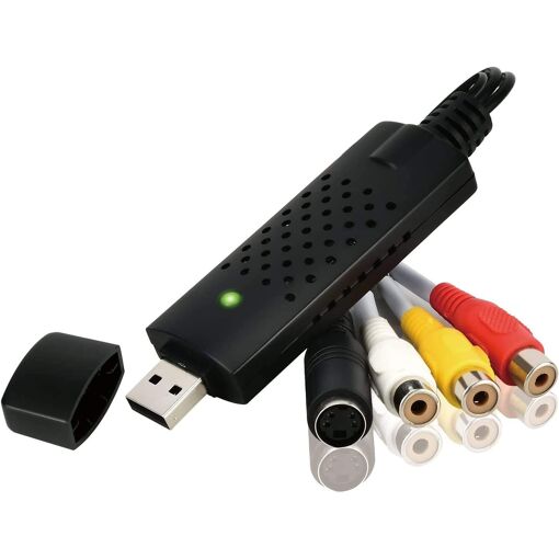 Convertisseur audio/vidéo USB 2.0 JUNJIA - Numérisez et éditez des vidéos à partir de n'importe quelle source analogique, y compris les magnétoscopes VHS et les lecteurs DVD