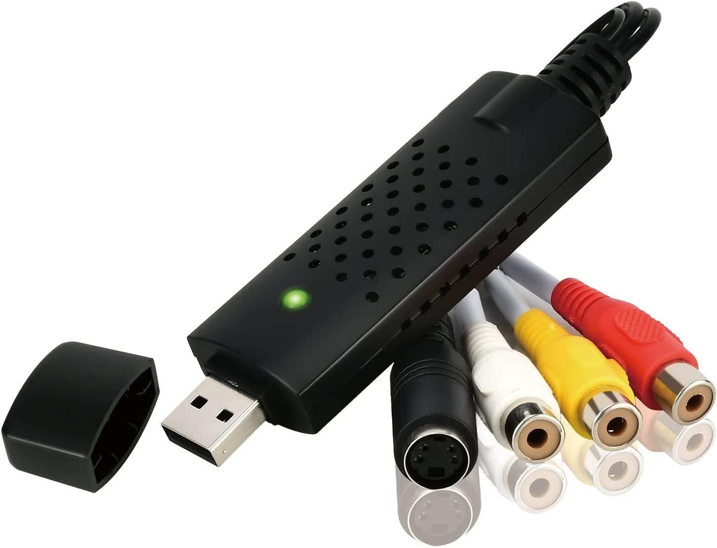 JUNJIA USB 2.0 Audio/Video Converter - Digitalize and Edit Videos from Any Analog Source, Including VHS and DVD Players