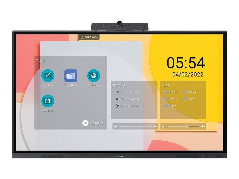 Sharp PN-L862B - 86-inch L2B Series LED Backlit LCD Interactive Display with Touchscreen (Multi-Touch) - Android - 4K UHD (2160p) 3840 x 2160 - Direct LED