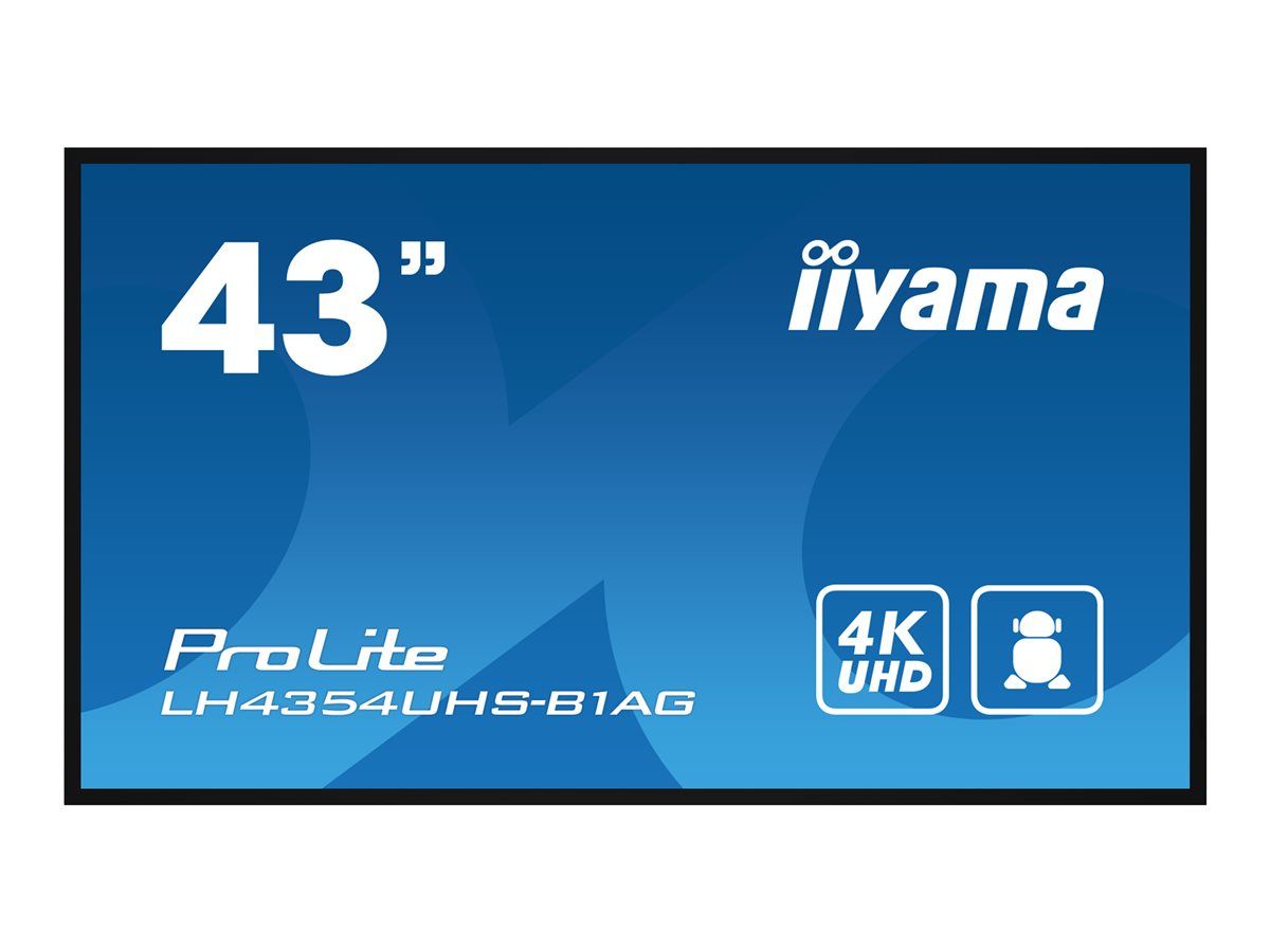 Iiyama LH4354UHS-B1AG - 43" LH54 Series LED Backlit LCD Display - Interactive Digital Signage - Built-in Multimedia SoC Player - 4K UHD (2160p) 3840 x 2160