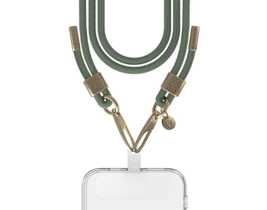 FORCE CASE Universal Phone Shoulder Strap in Kaki with Gold Details