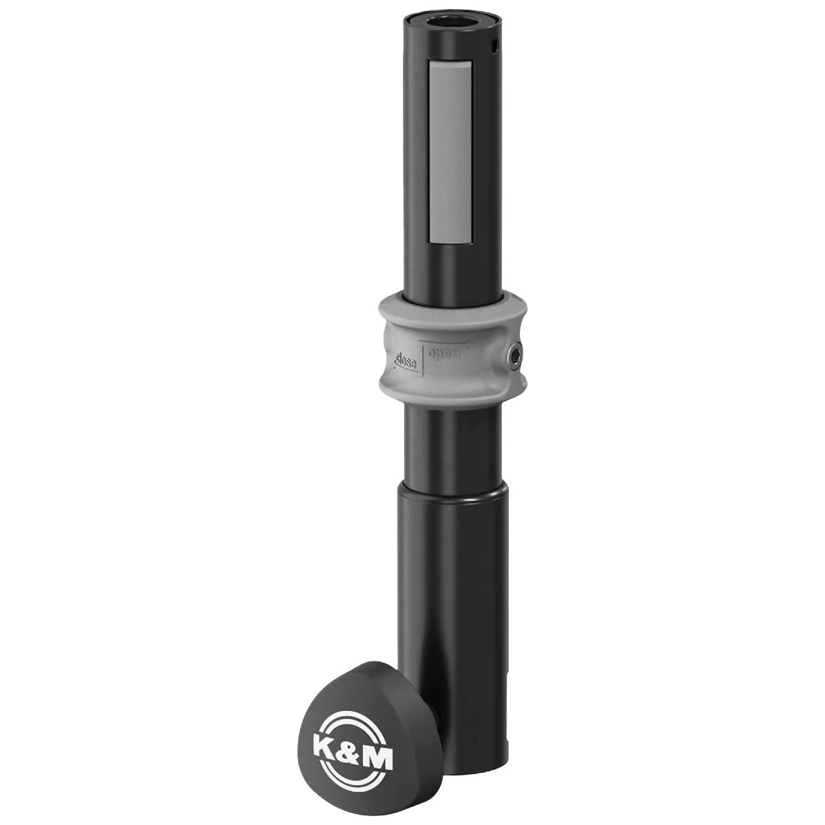 Poteau de distance K&M 21344 - Noir - Support pour haut-parleur - Verrouillage facile - Crochet de sécurité - Ø35-37 mm - Acier