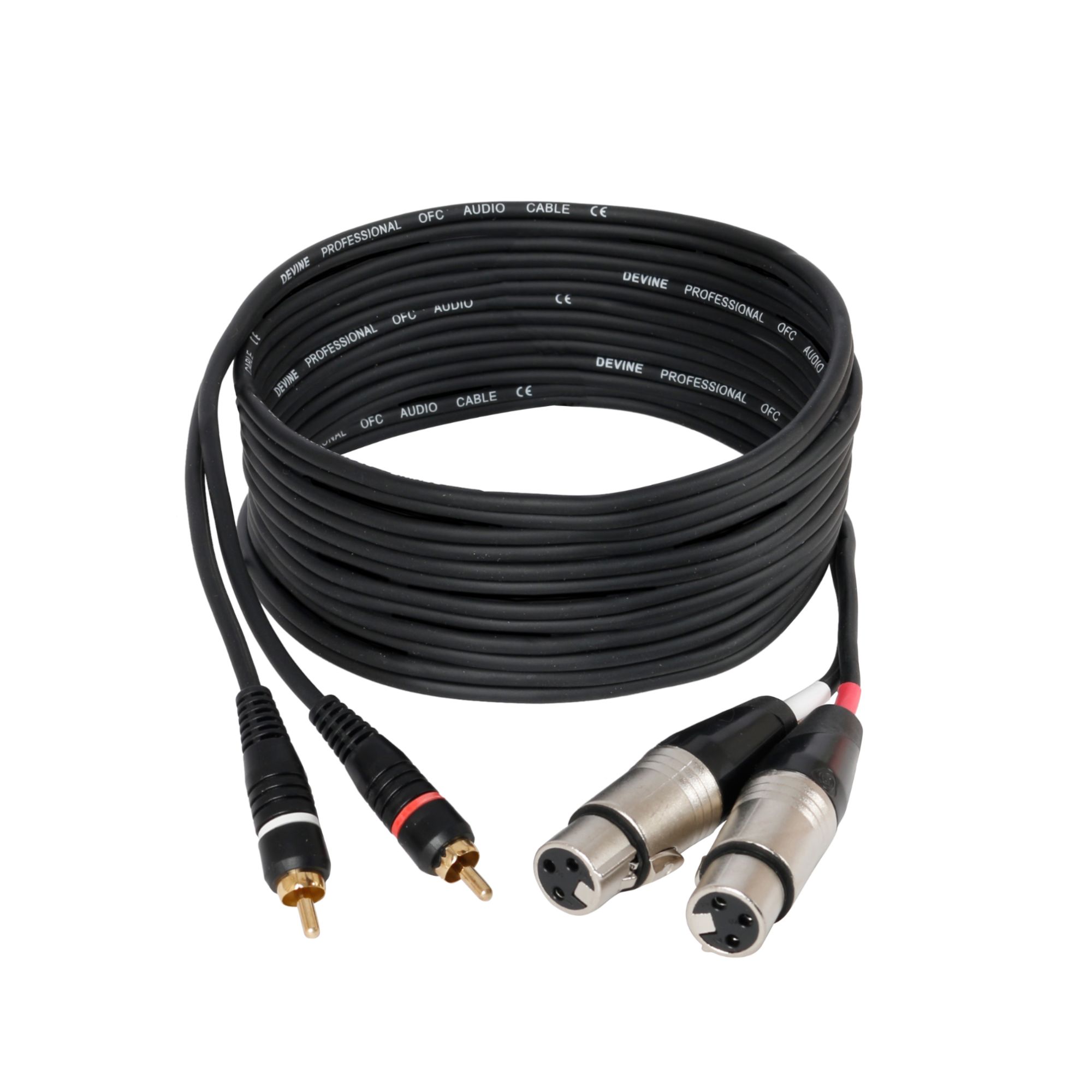 Devine VA9030 2x XLR Female to 2x RCA Male Cable, 3m