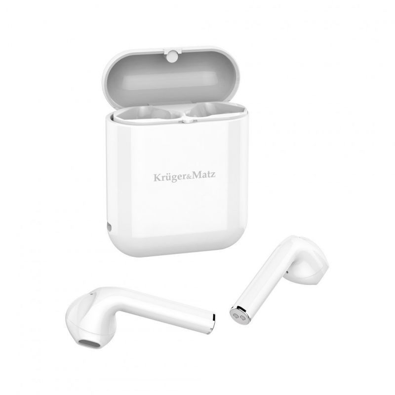 Kruger&Matz M1 True Wireless Earbuds (4-Hour Battery, Bluetooth 5.0, Built-in Microphone, White)