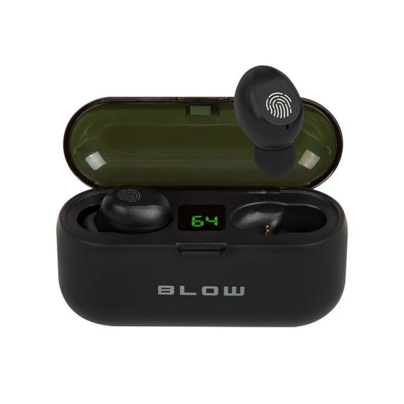 BLOW Earbuds BTE200 - Black Wireless Earphones with 2000mAh Power Bank, Bluetooth 5.1, No Noise Cancellation, 5 Hours Playback Time