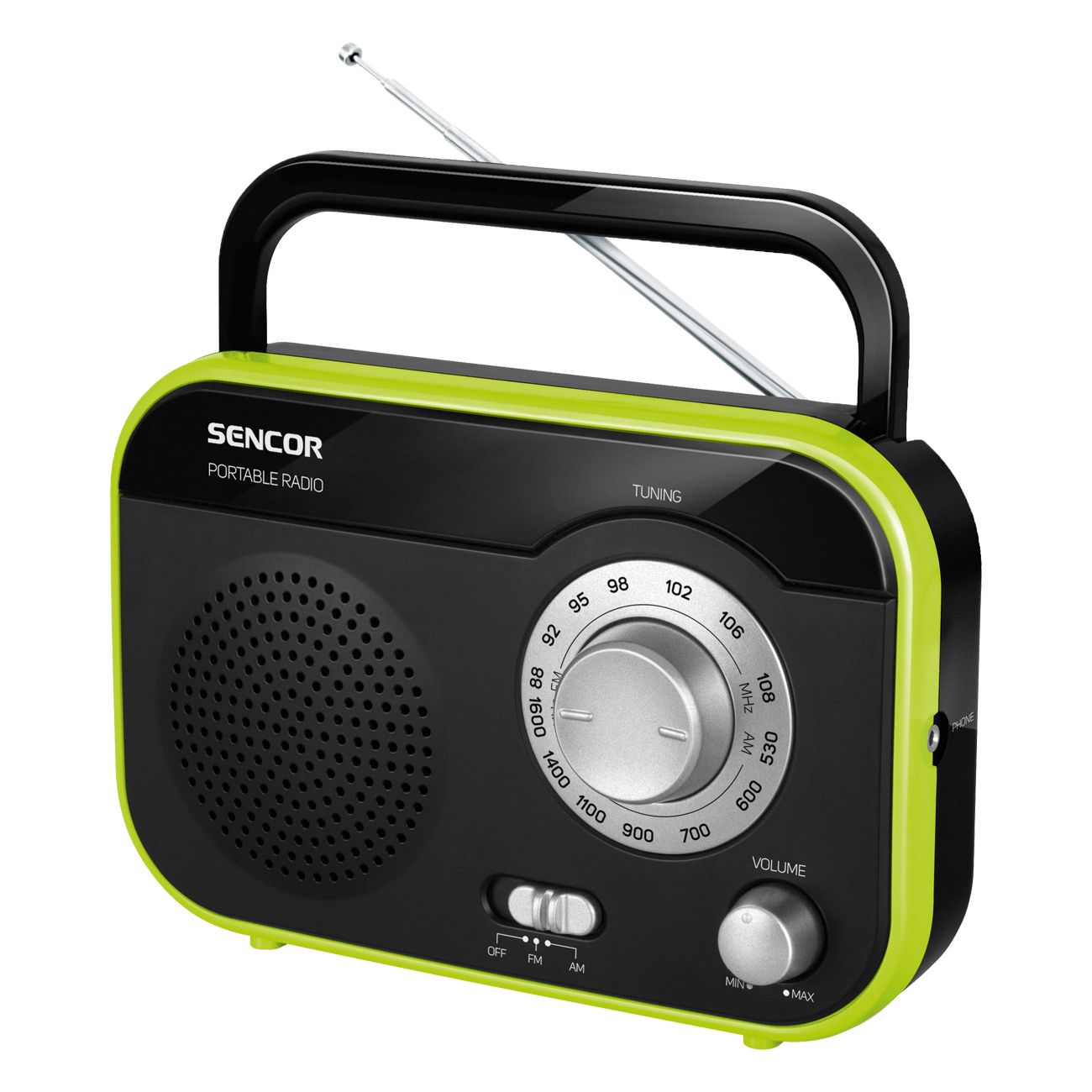 Sencor SRD 210 BGN Portable Analog Radio (FM, AM), Silver, Black, Green