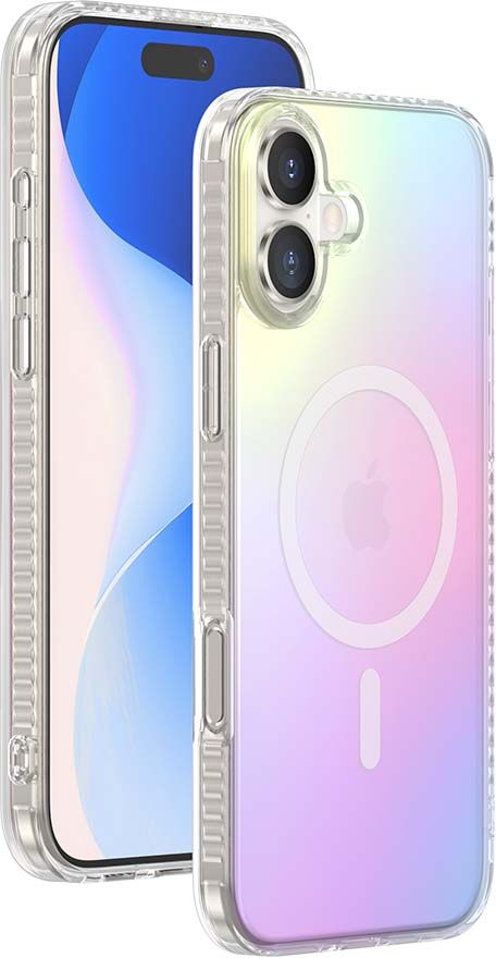 Bigben Connected MagSafe iPhone 16 Case - Semi-Transparent Iridescent