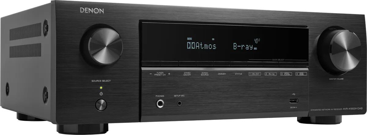 Denon AVR-X1800H 7.2 Channel A/V Receiver, 7 x 145W, FM/Internet Radio, Dolby TrueHD/Dolby Atmos/DTS HD Master/DTS:X