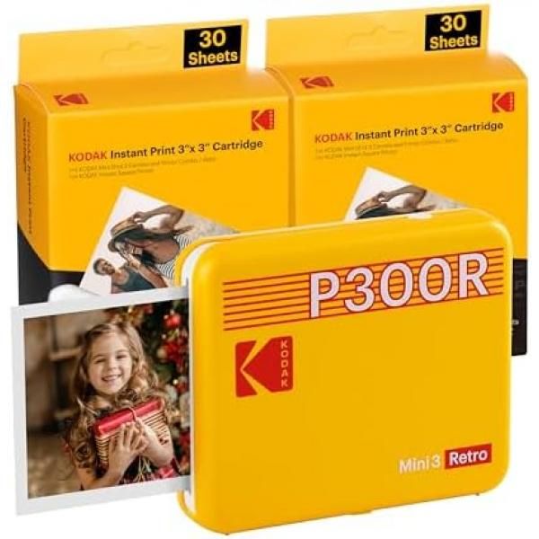 Kodak Mini 3 ERA Yellow 3x3 Instant Camera + 60 Sheets