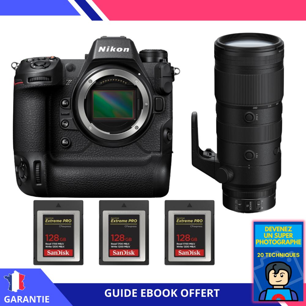 Nikon Z9 + Z 70-200mm f/2.8 VR S Lens + 3 SanDisk 128GB Extreme PRO CFexpress Type B Cards + 'Become a Super Photographer' Ebook - Nikon Hybrid Camera