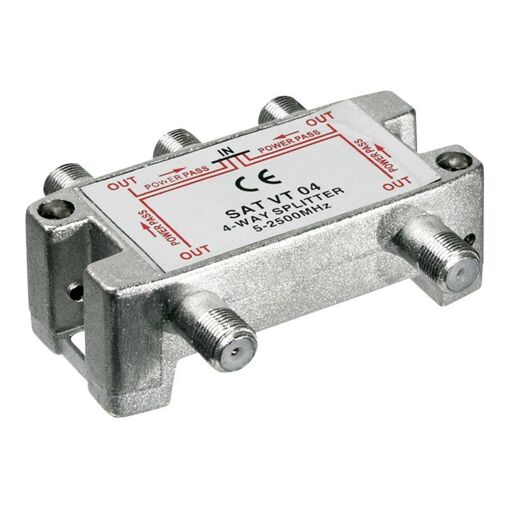 Repartidor de antena satelital Wentronic SAT VT 04 - Conector F hembra a conector F hembra