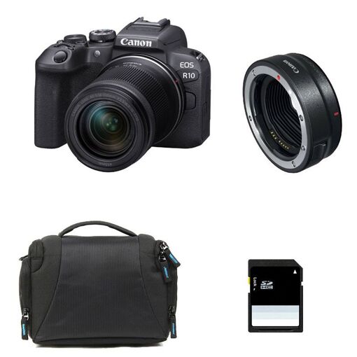 Canon EOS R10 + RF-S 18-150mm F3.5-6.3 IS STM con Garantía de 3 años + Bolso + Tarjeta SD de 8 GB + Anillo EF-EOS R