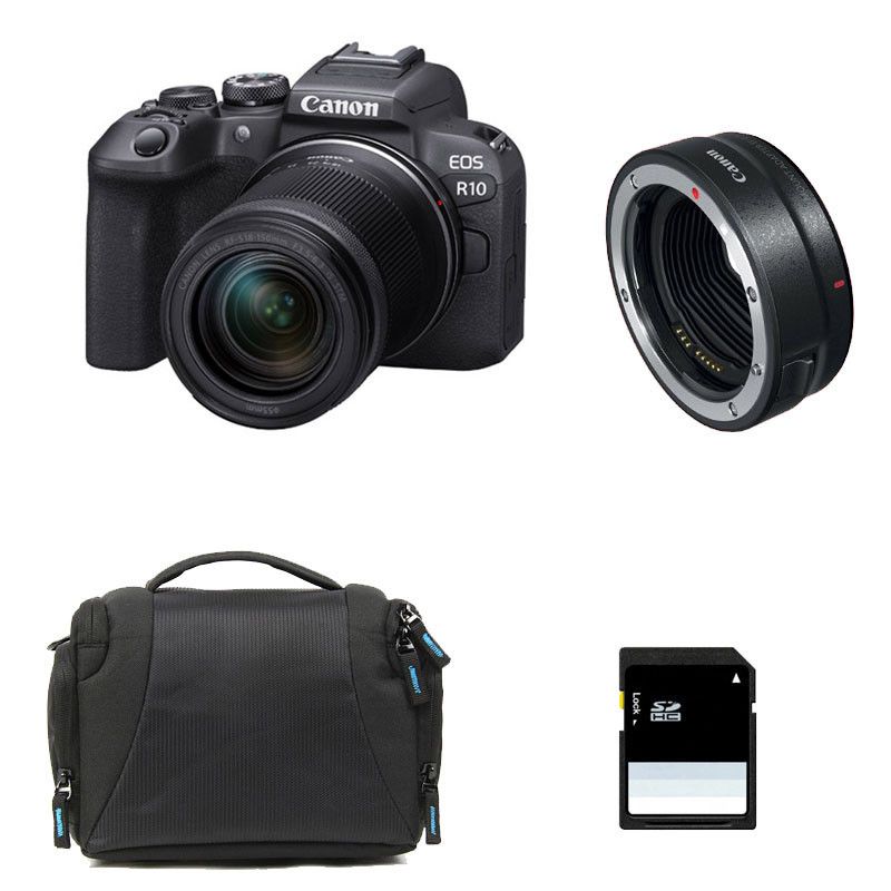 Canon EOS R10 + RF-S 18-150mm F3.5-6.3 IS STM 3-Year Warranty + Bag + 8GB SD Card + EF-EOS R Ring