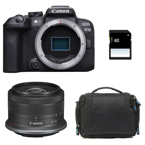 Canon EOS R10 + RF-S 18-45mm F4.5-6.3 IS STM con Garantía de 3 años + Maleta + Tarjeta SD de 8 GB