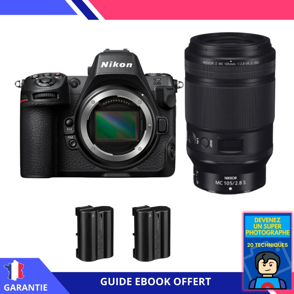Nikon Z8 + Z MC 105mm f/2.8 VR S Macro Kit + 2 EN-EL15c Batteries + Ebook - Hybrid Nikon Full Frame Camera