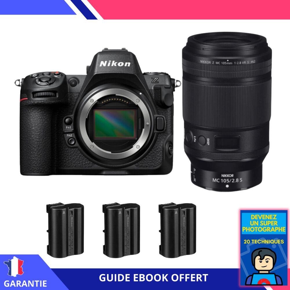 Nikon Z8 + Z MC 105mm f/2.8 VR S Macro + 3 EN-EL15c Batteries + 'Become a Master Photographer' Ebook - Nikon Hybrid Camera