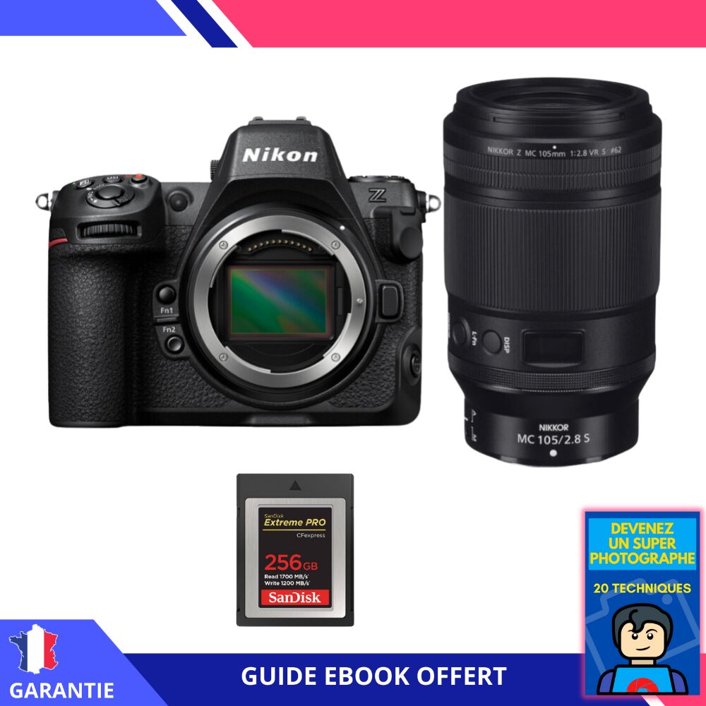 Nikon Z8 + Z MC 105mm f/2.8 VR S Macro + 1 SanDisk 256GB Extreme PRO CFexpress Type B + Ebook 'Devenez Un Super Photographe' - Hybrid Nikon