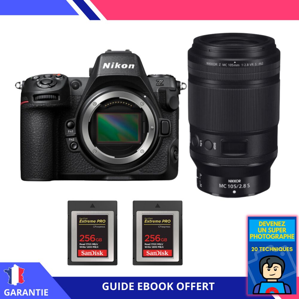 Nikon Z8 + Z MC 105mm f/2.8 VR S Macro + 2 SanDisk 256GB Extreme PRO CFexpress Type B + Ebook 'Devenez Un Super Photographe' - Hybrid Nikon