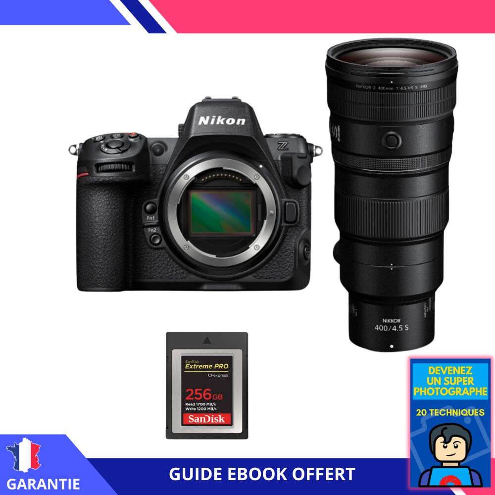 Nikon Z8 + Z 400mm f/4.5 VR S Lens + 1x 256GB SanDisk Extreme PRO CFexpress Type B + Ebook - Nikon Hybrid Camera
