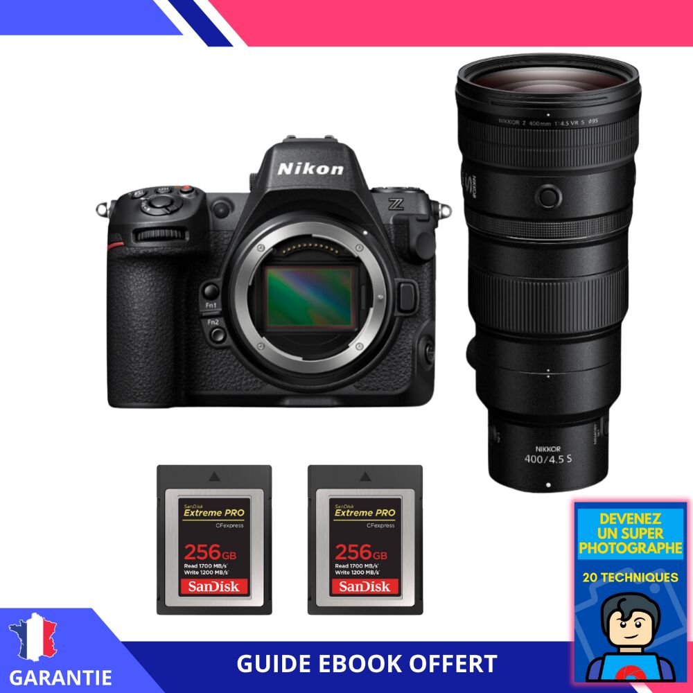 Nikon Z8 + Z 400mm f/4.5 VR S Lens + 2 SanDisk 256GB Extreme PRO CFexpress Type B + 'Become a Super Photographer' Ebook - Nikon Hybrid Camera