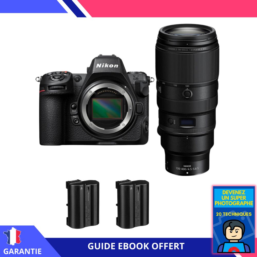 Nikon Z8 + Z 100-400mm f/4.5-5.6 VR S Lens + 2 Nikon EN-EL15c Batteries + 'Become a Super Photographer' Ebook - Nikon Hybrid Camera