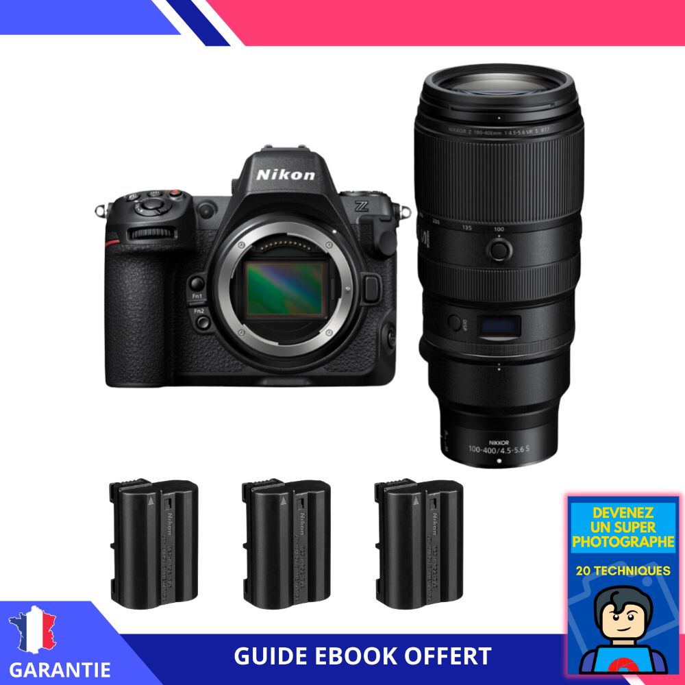 Nikon Z8 + Z 100-400mm f/4.5-5.6 VR S + 3 Nikon EN-EL15c + Ebook 'Devenez Un Super Photographe' - Hybrid Camera
