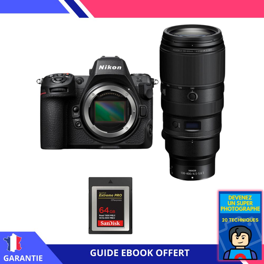 Nikon Z8 + Z 100-400mm f/4.5-5.6 VR S + 1 SanDisk 64GB Extreme PRO CFexpress Type B + Ebook 'Devenez Un Super Photographe' - Hybrid Nikon