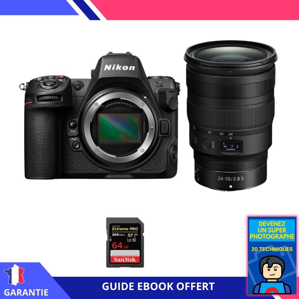 Nikon Z8 Camera Kit with Z 24-70mm Lens + SanDisk 64GB SD Card + Ebook - Nikon Hybrid