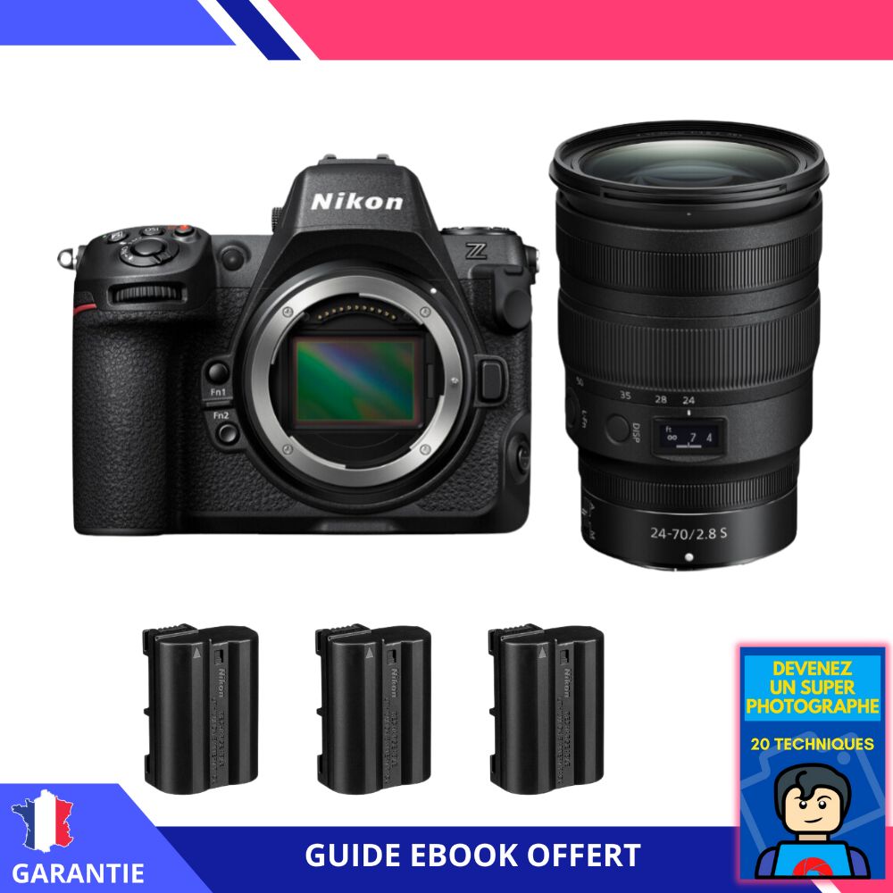 Nikon Z8 + Z 24-70mm f/2.8 S Lens + 3 EN-EL15c Batteries + 'Become a Super Photographer' Ebook - Nikon Hybrid Camera