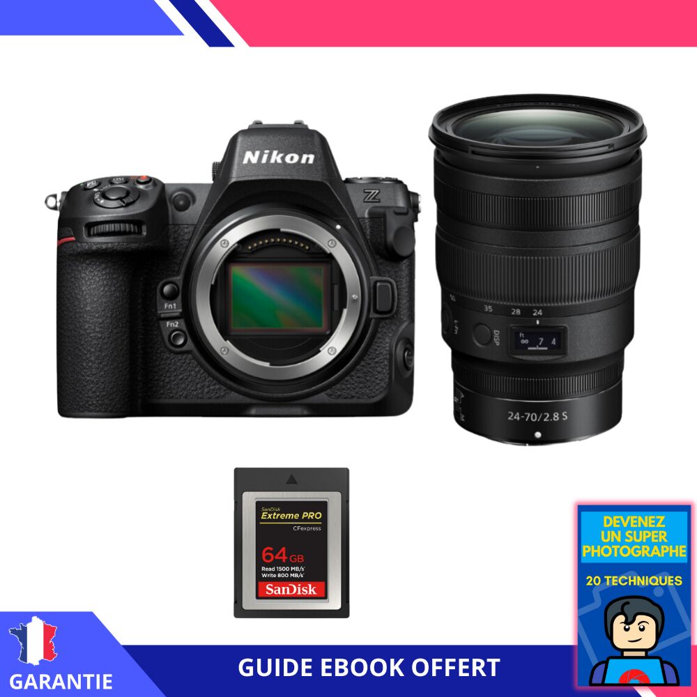 Nikon Z8 + Z 24-70mm f/2.8 S Lens + 1 SanDisk 64GB Extreme PRO CFexpress Type B + 'Become a Super Photographer' Ebook - Nikon Hybrid Camera