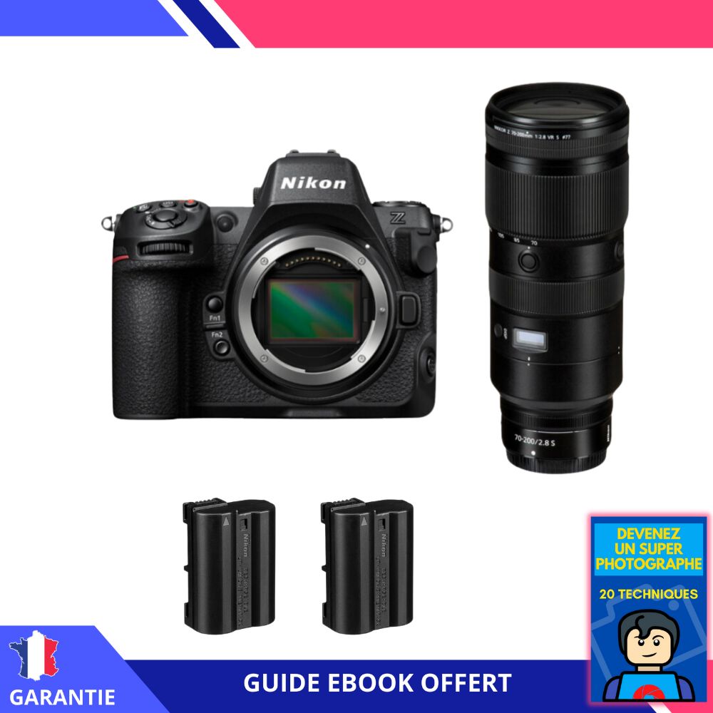 Nikon Z8 + Z 70-200mm f/2.8 VR S Lens + 2 Nikon EN-EL15c Batteries + 'Become a Super Photographer' Ebook - Nikon Hybrid Camera