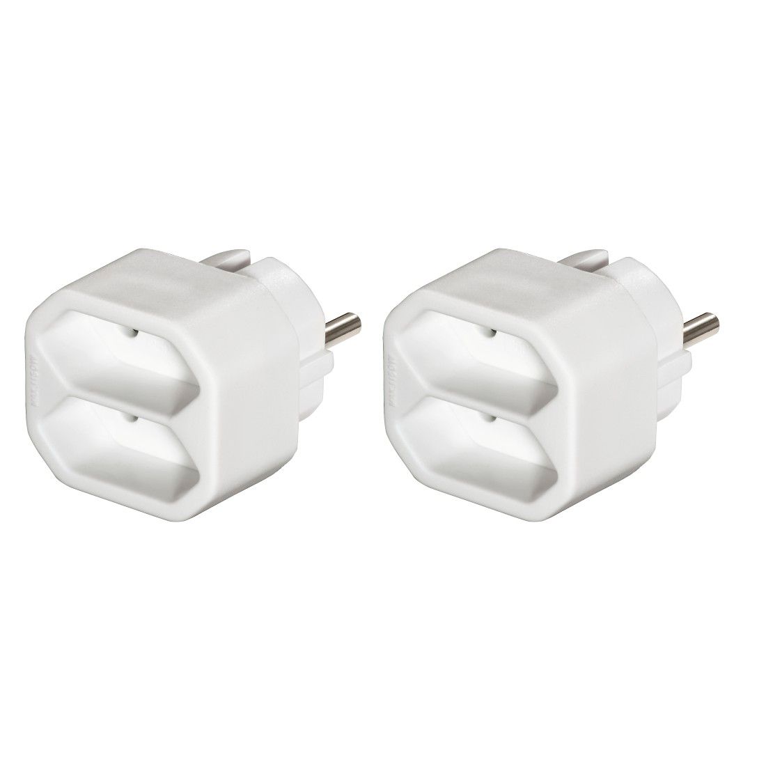 Hama Double Outlet Adapter, 2-Port, Euro Plugs, Black