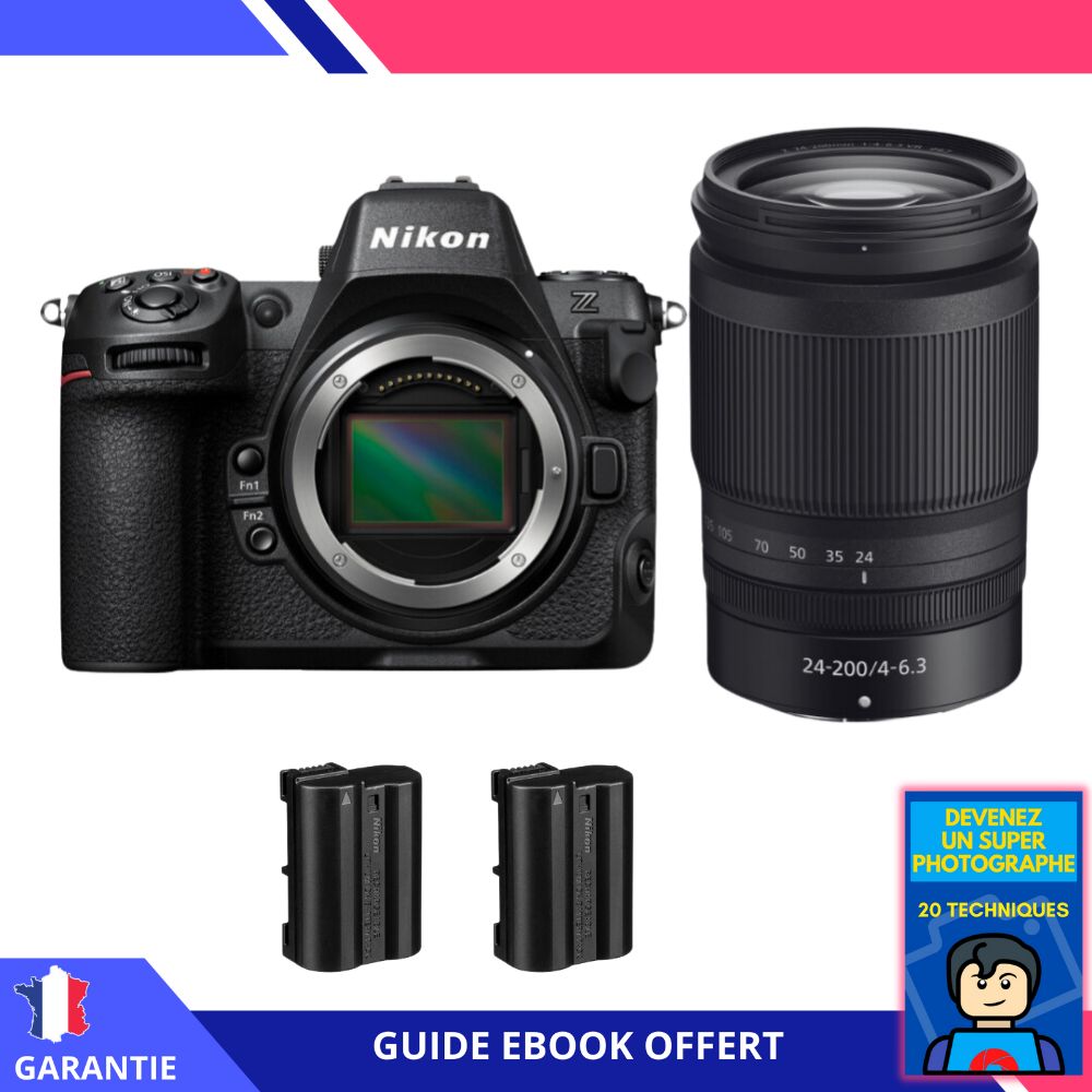 Nikon Z8 + Z 24-200mm f/4-6.3 VR + 2 Nikon EN-EL15c + Ebook 'Devenez Un Super Photographe' - Hybrid Camera