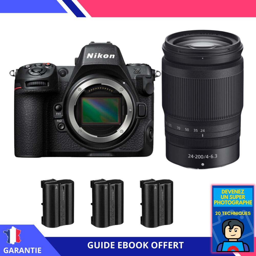 Nikon Z8 Kit with Z 24-200mm f/4-6.3 VR and 3 EN-EL15c Batteries - Hybrid Nikon Camera