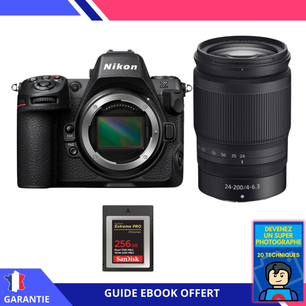 Nikon Z8 Hybrid Camera Kit with 24-200mm Lens and SanDisk CFexpress Card - Ebook Included