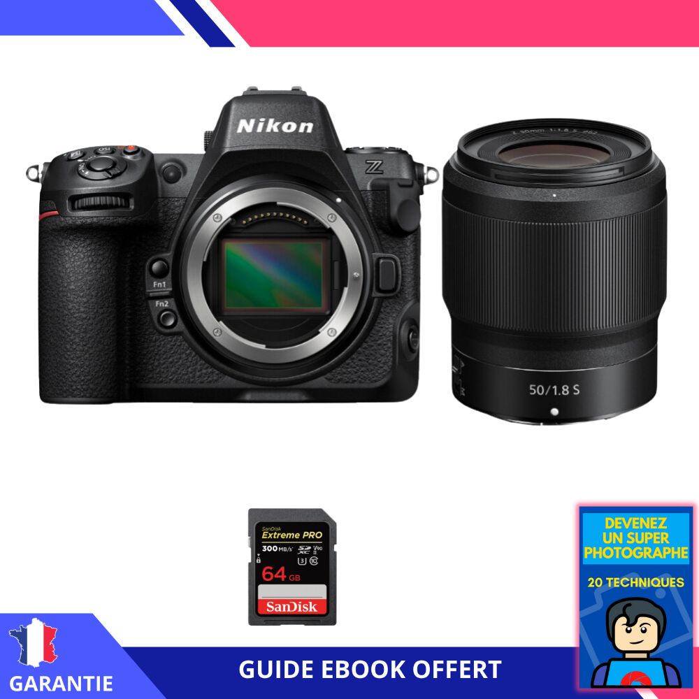 Nikon Z8 + Z 50mm f/1.8 S Lens + 64GB SanDisk Extreme PRO UHS-II SDXC Card + 'Become a Super Photographer' Ebook - Nikon Hybrid Camera