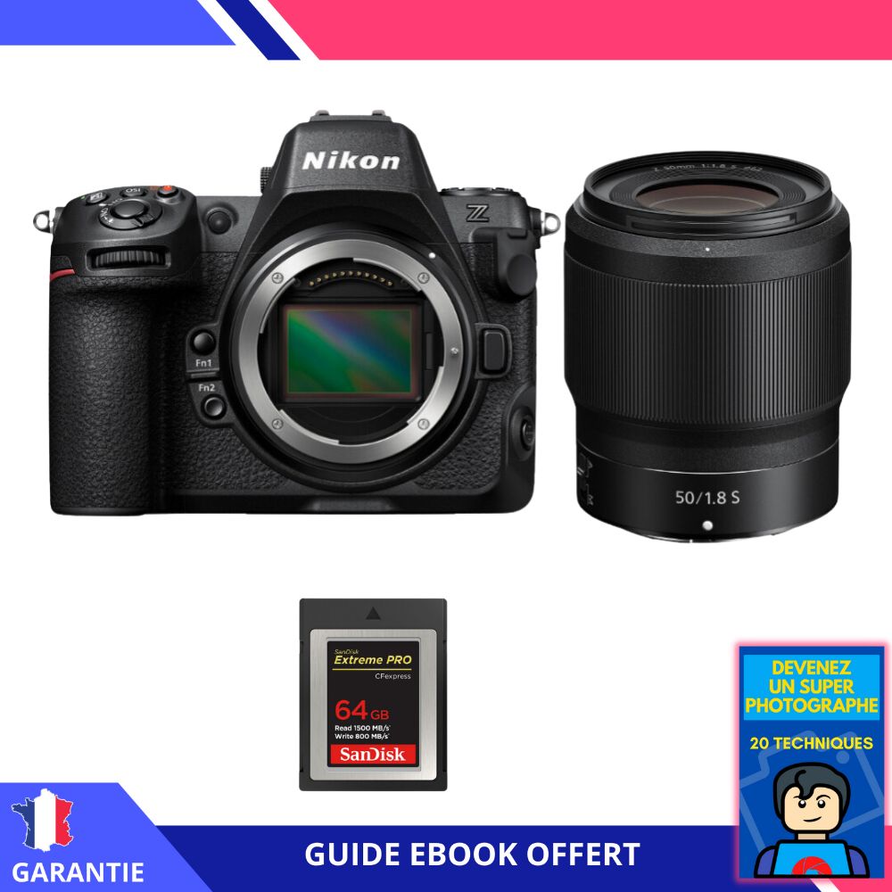 Nikon Z8 + Z 50mm f/1.8 S Lens + 1x 64GB SanDisk Extreme PRO CFexpress Type B + Ebook - Hybrid Nikon Camera