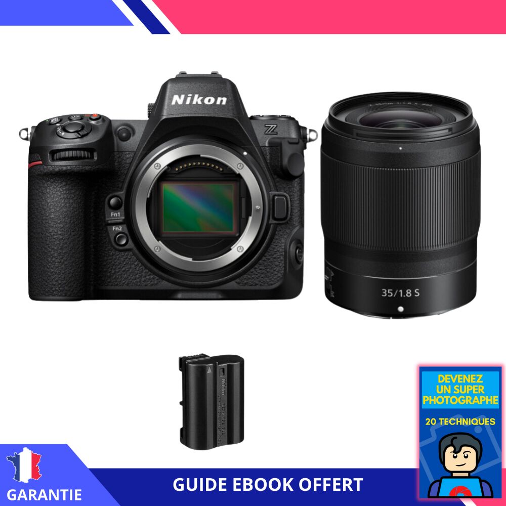 Appareil photo hybride Nikon Z8 + Objectif 35mm f/1.8 S + Batterie EN-EL15c + Ebook 'Devenez Un Super Photographe'